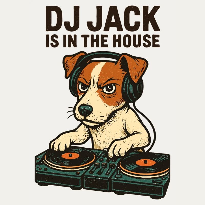 Jack Russell Terrier DJ Platines Cadeau Techno