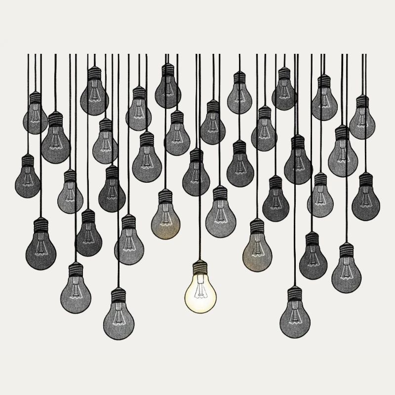 Grey bulb array with unique brightness
