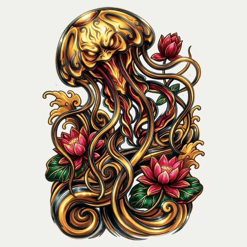 Graphique esthétique de tatouage de méduse