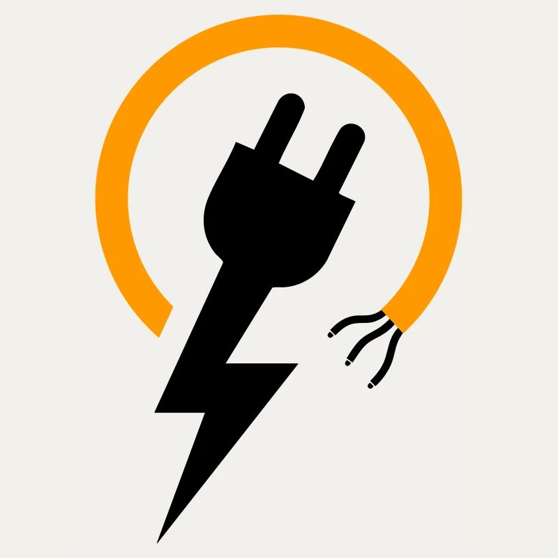Logo d’électricien avec éclair et prise
