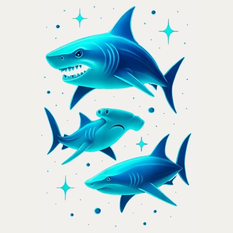 Futuristic Neon Shark Illustration
