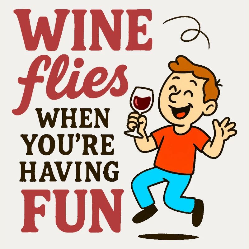 Cheerful drinking wine funny text