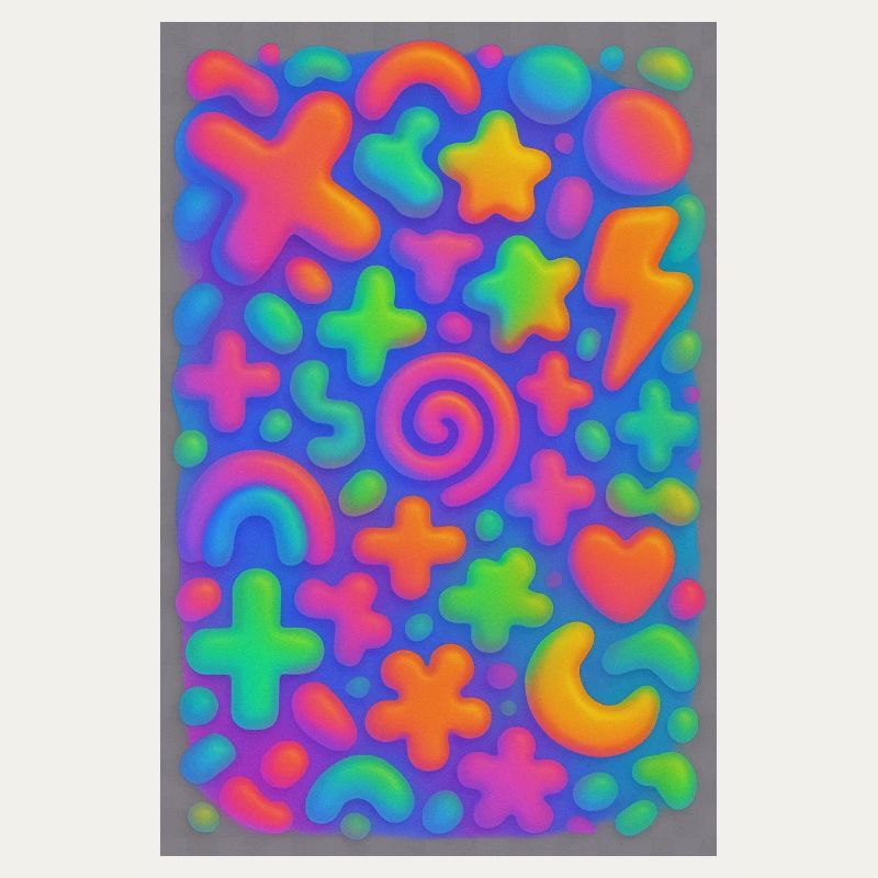 Neon Overload – Überlappende 3D Pop-Art Explosion