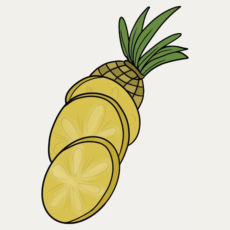 Illustration de dessin animé d’ananas tranché