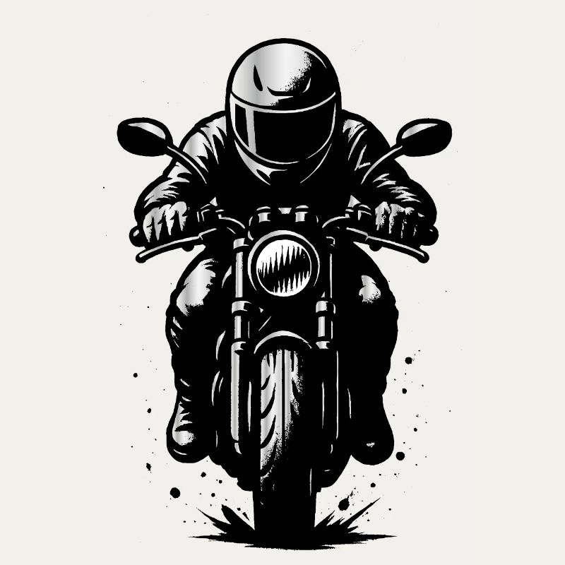 Motorradfahrer im Helm – Frontansicht Illustration