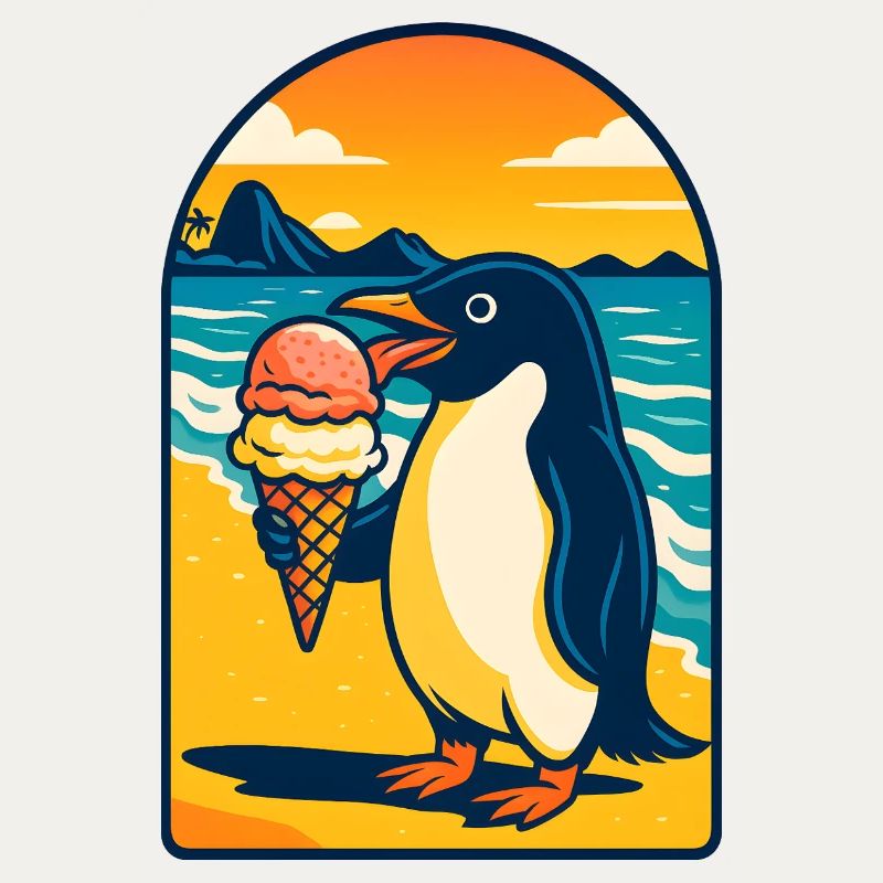 Pingouin Glace Coucher de soleil