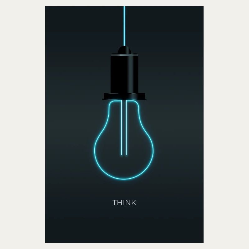 Think – Creative Neon Idea in Electric Blue