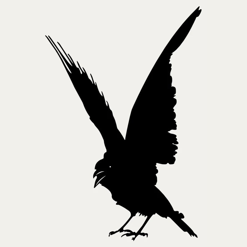 Schwarze Vogelkrähe oder Rabenschattenfigur