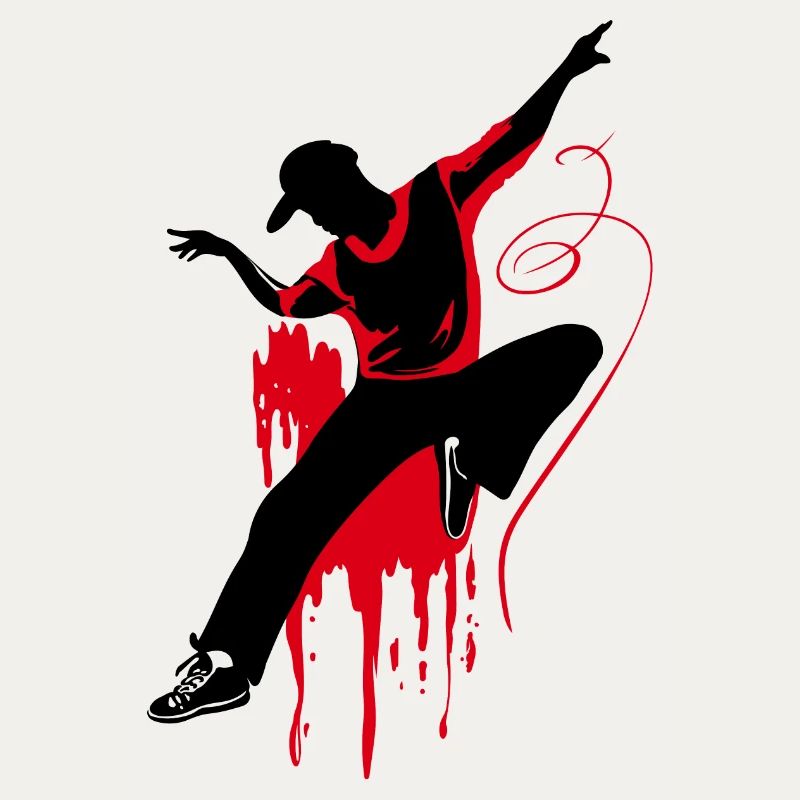 Breakdancer Dancer Silhouette in Red Black