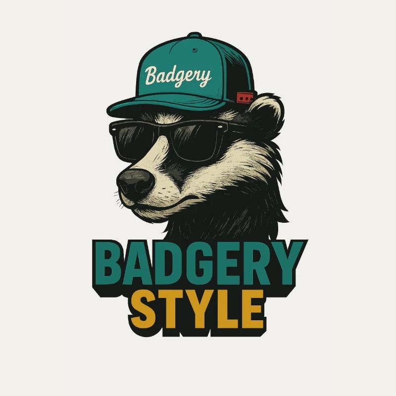 Badgery Style: Bear with Cap and Sunglasses