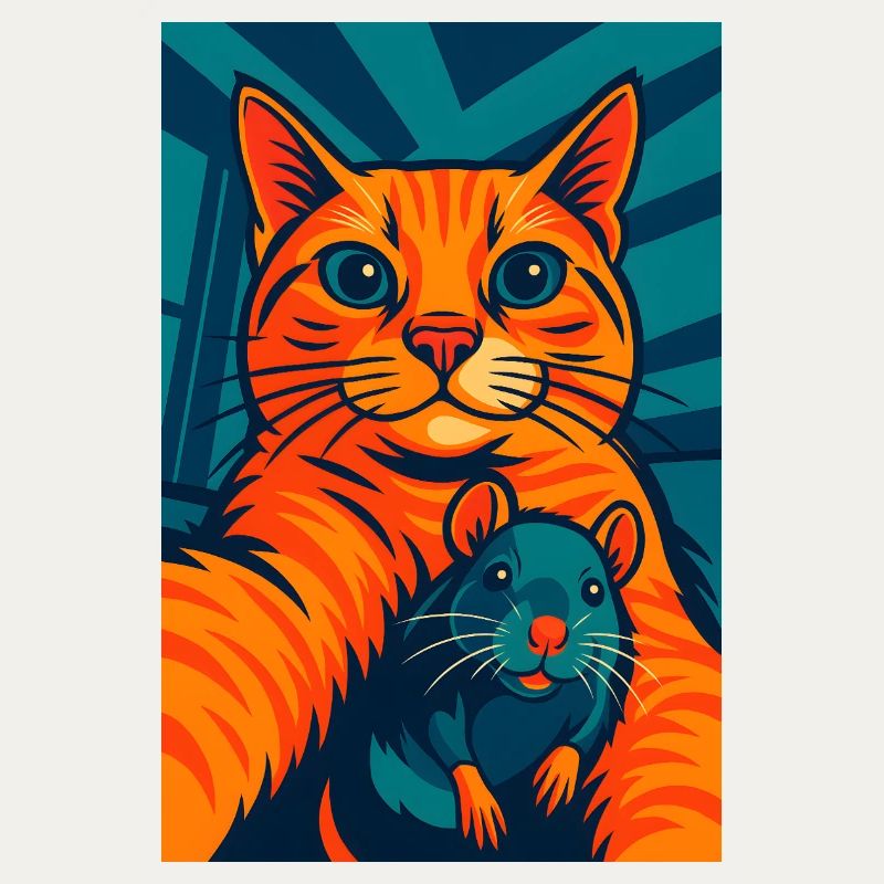 Funny Orange Cat Cat and Mouse 