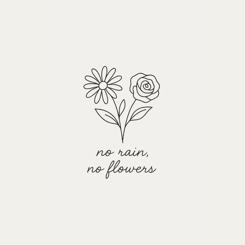 Pas de pluie, pas de fleurs - Dessin à la main, minimalisme