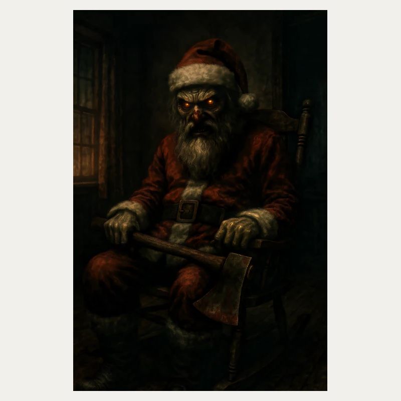 Dunkler Weihnachtsmann mit Axt