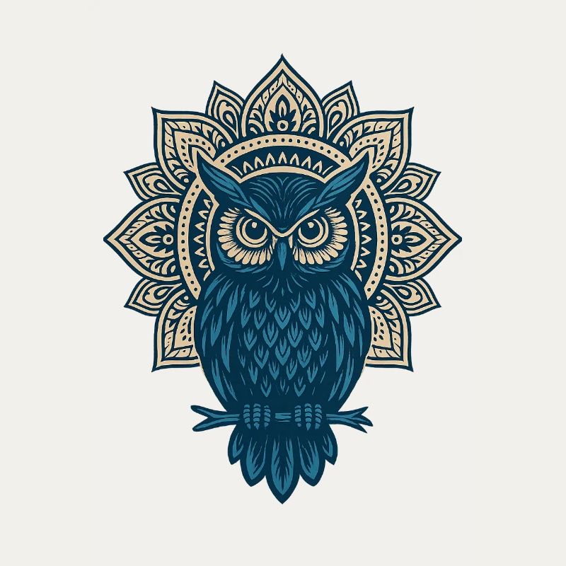 Blauer Eulen Mandala