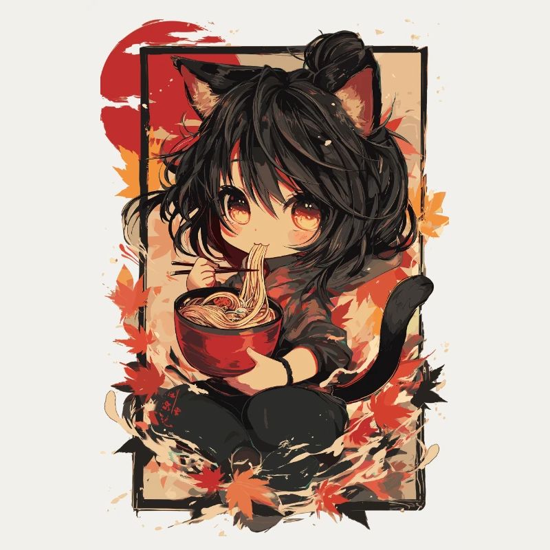 Katzenmädchen Ramen Herbst