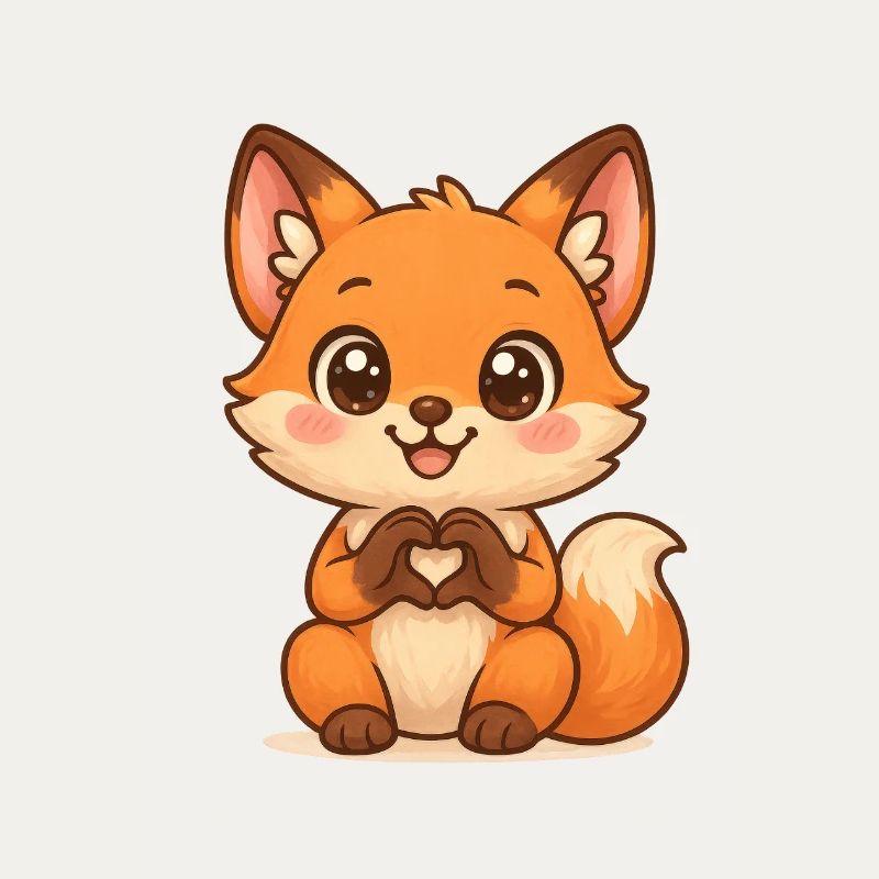 Cuddly fox with heart shape