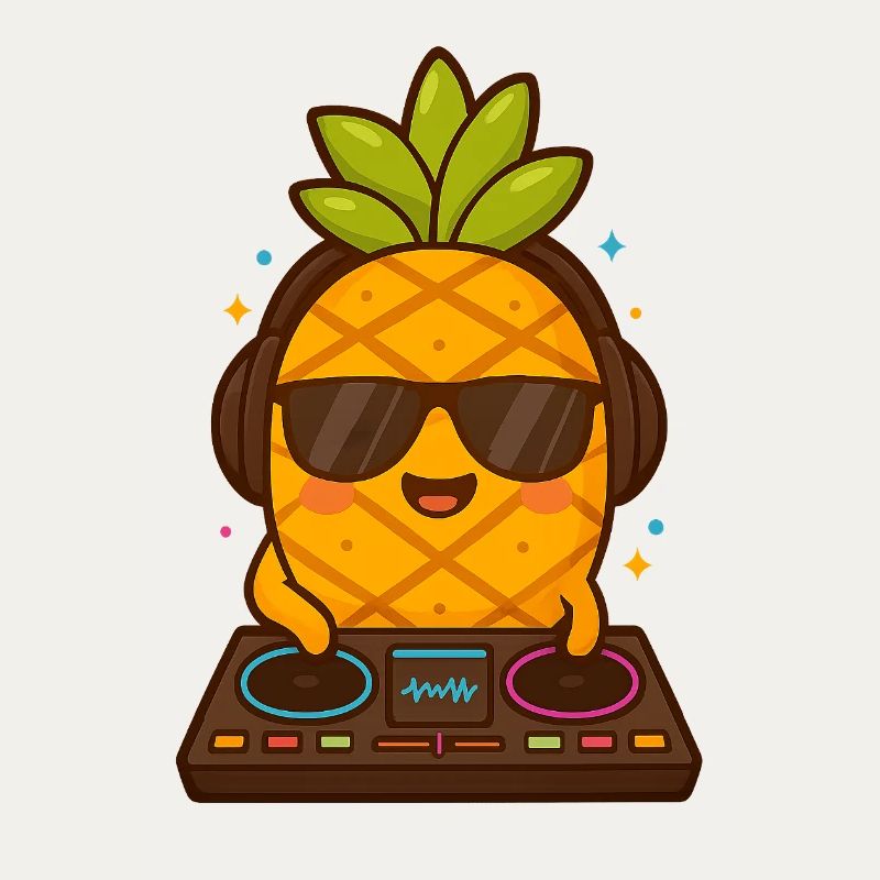 DJ ananas avec lunettes de soleil