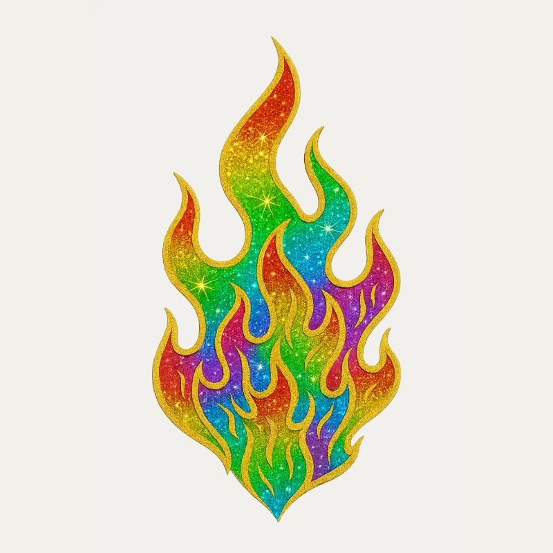 Regenbogenfeuer Glitzerflamme