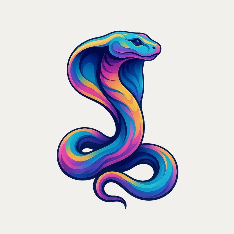 Colored snake in neon palette