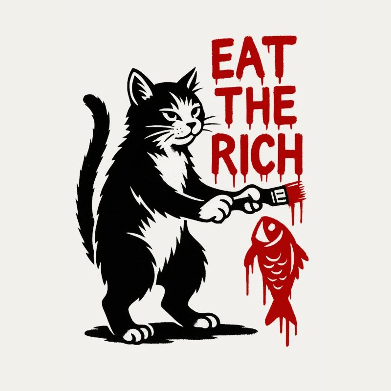 Graffiti de chat : Font de chasse au poisson
