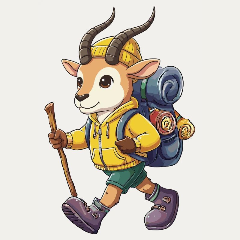 Cute Antelope Hiking Camping Adventure Backpacker