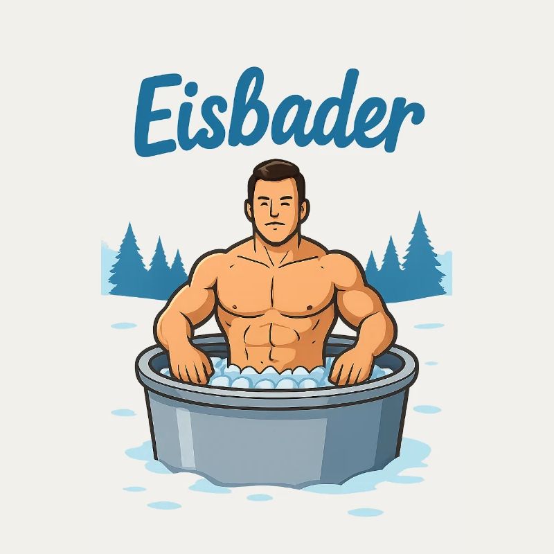 Eisbader Muskelmann im Eisbad