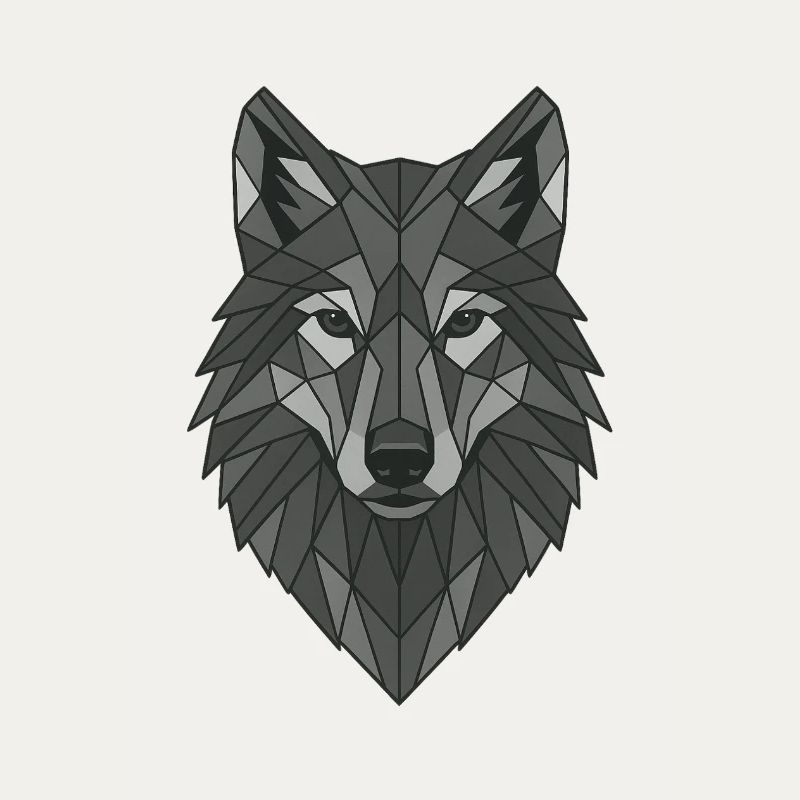 Geometrischer Grau-Wolfskopf