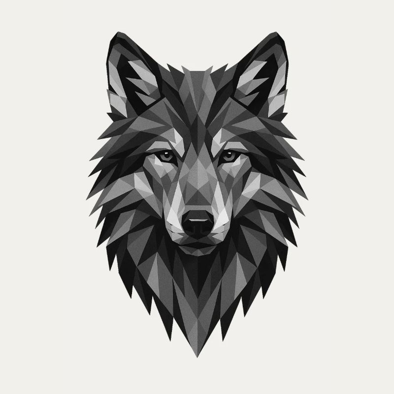 Geometrischer Grauwolf Kopf