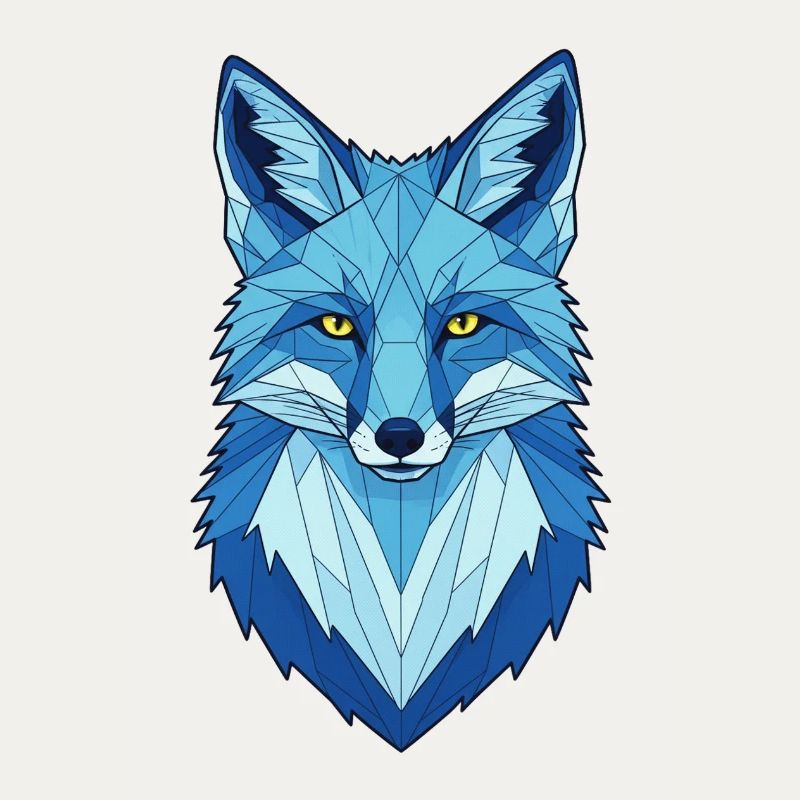 Blue Geometric Wolf Head