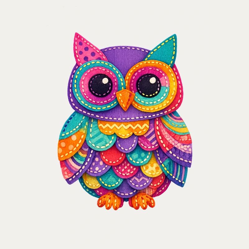 Magie du Hibou en Patchwork