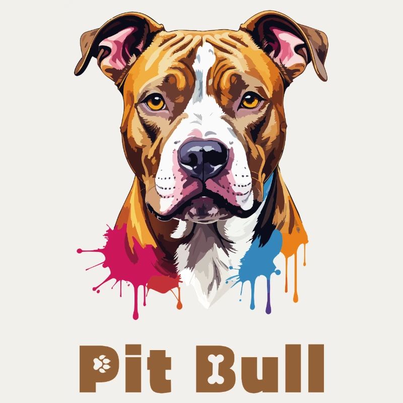 Pitbull Portrait mit Farbspritzern