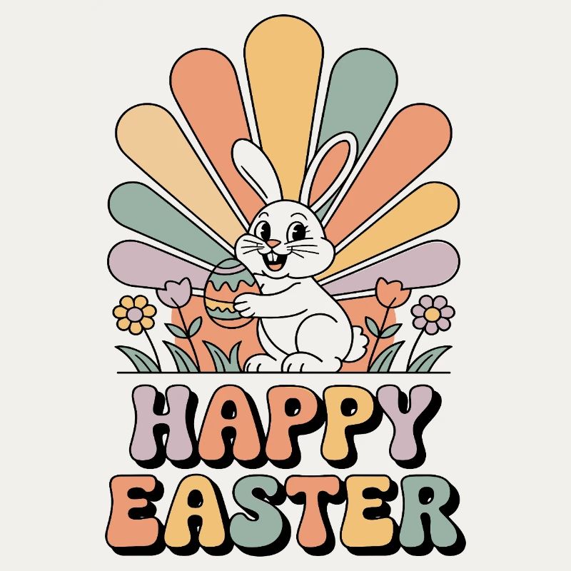 Pastel bunny in Easter rays