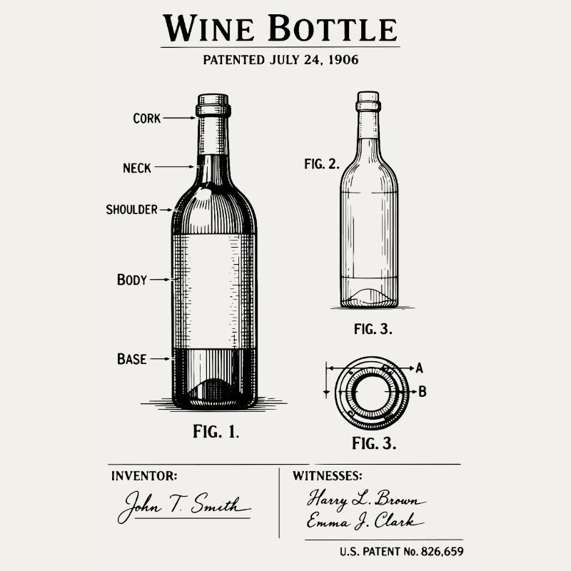 Impression du design de bouteille de vin de 1906. Décoration de vignoble.