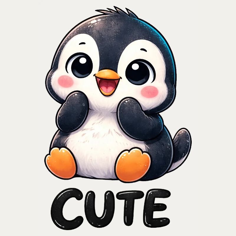Pingouin chibi mignon timide timide mignon