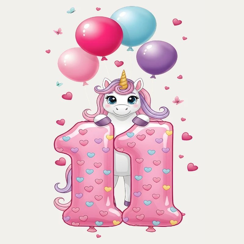 11 Jahre Mädchen Süßes Einhorn 11. Geburtstag