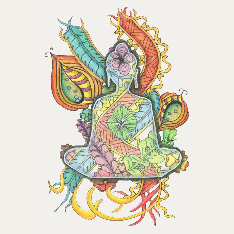 Buddha meditating hand-drawn