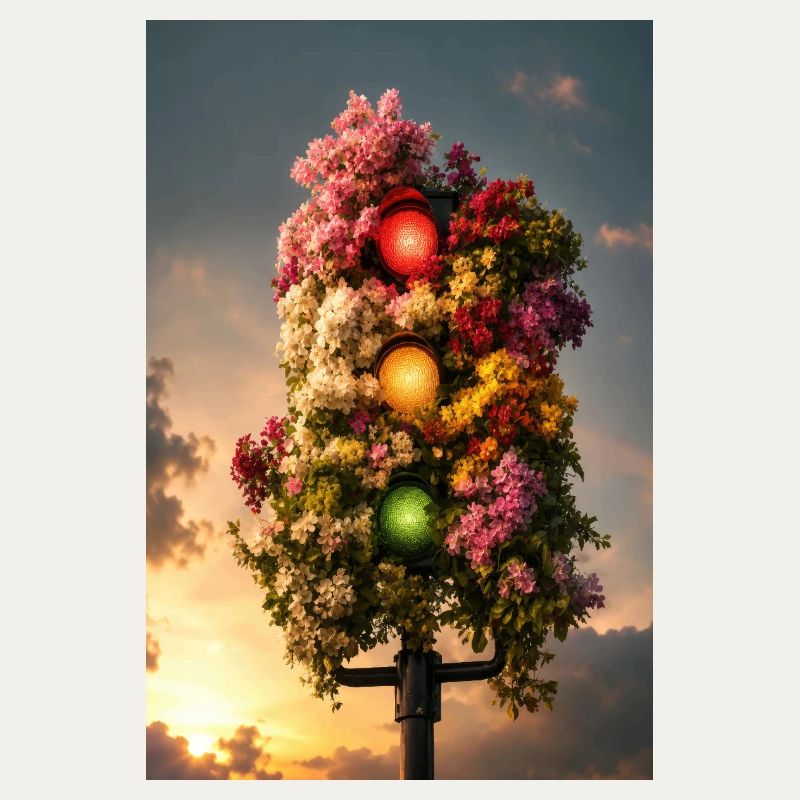 Lumière florale de feu de circulation