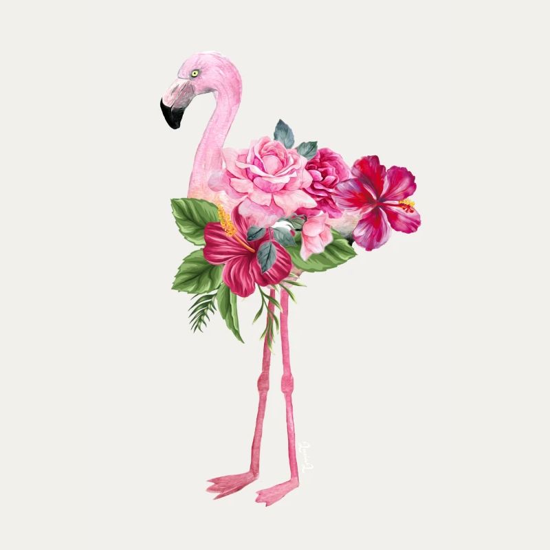 Flamingo mit Blumen