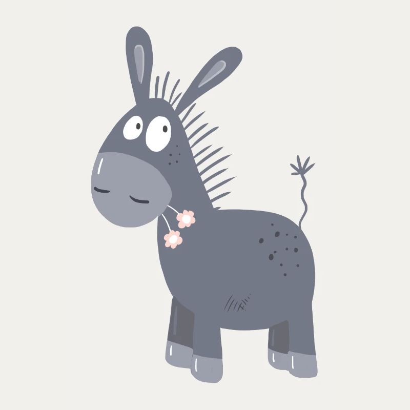 Little Donkey With Flowers I Muli Mule Comic