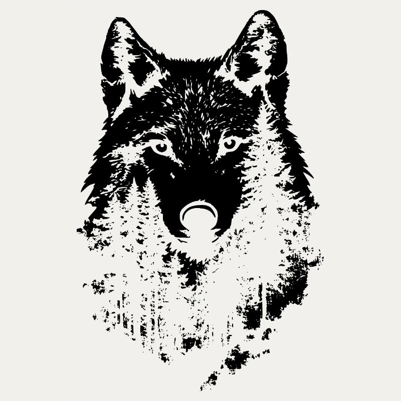 Wolf Gesicht Wald Silhouette