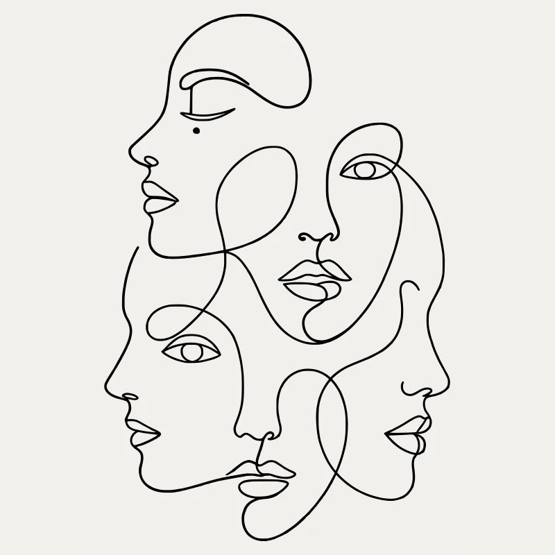 Minimalist One Line Multi Face
