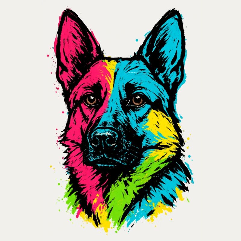 German Shepherd Pop Art Multicolor Dog Portrait