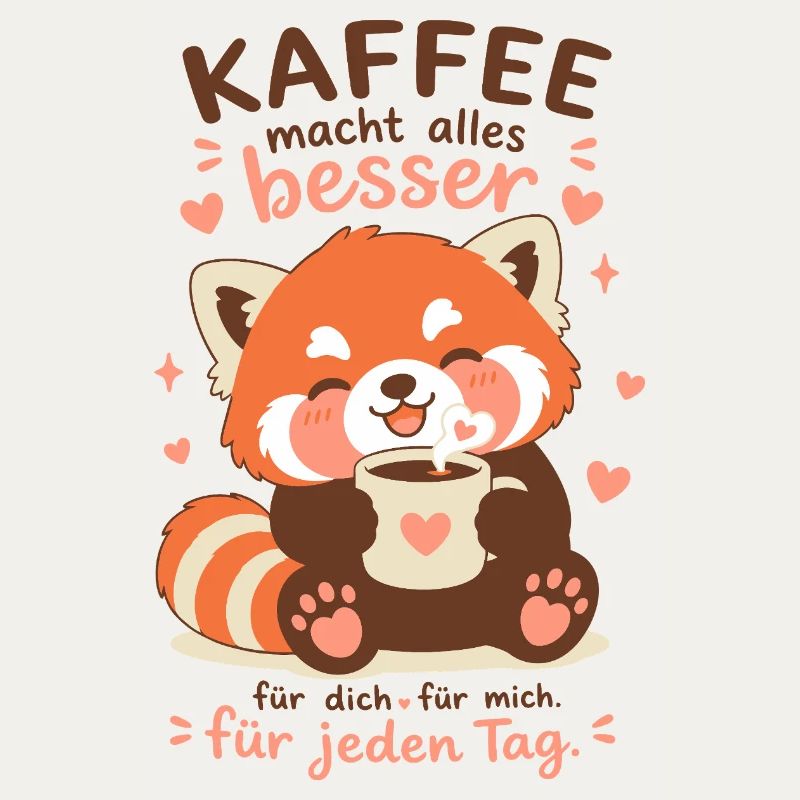 Roter Panda mit Kaffee