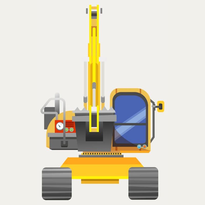 Yellow excavator from the front