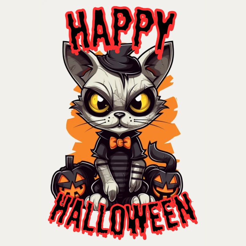 Conception mignonne de chat d’Halloween dans le style de dessin animé
