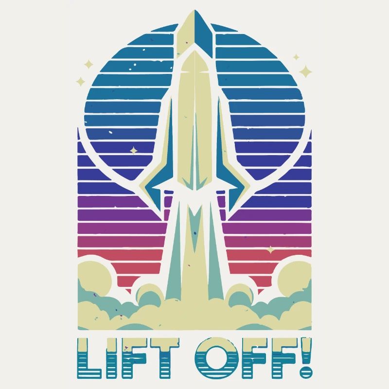 Retro Rocket Launch Illustration