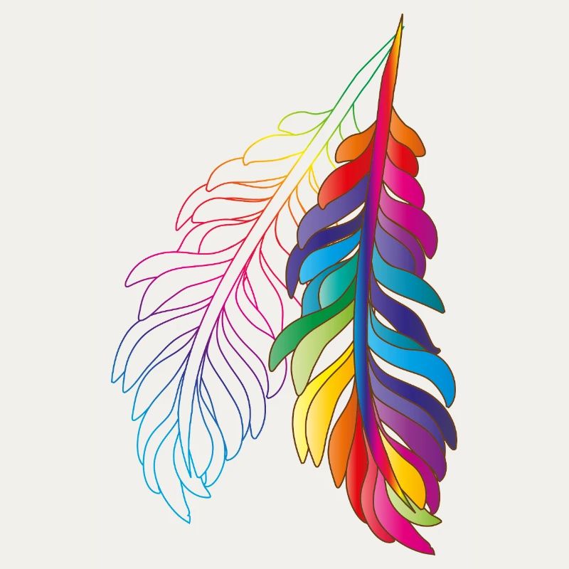 Rainbow feathers – colourful boho design