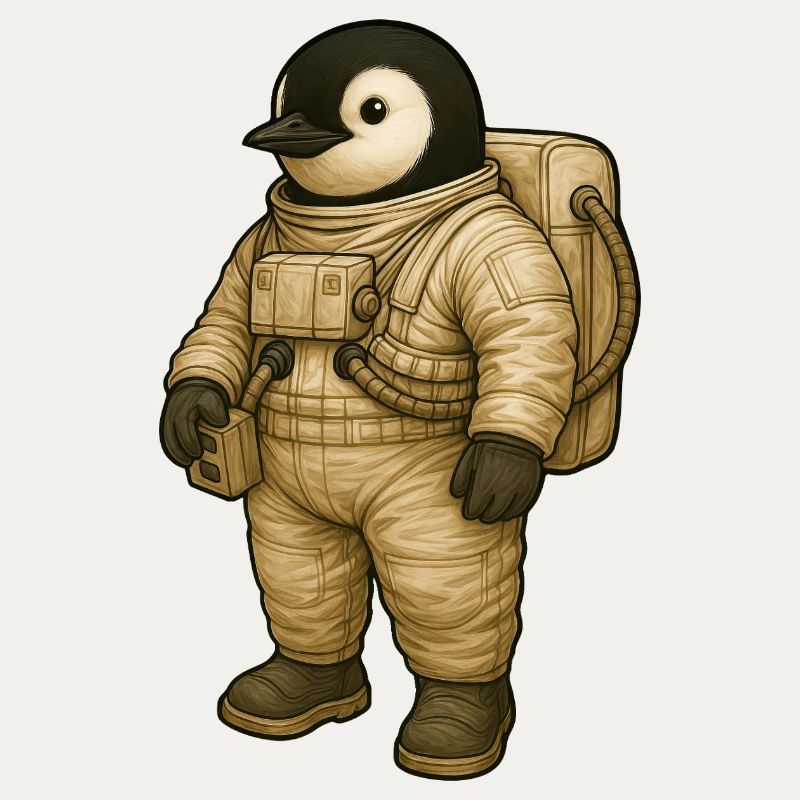 Mignon pingouin astronaute dans l’aventure spatiale