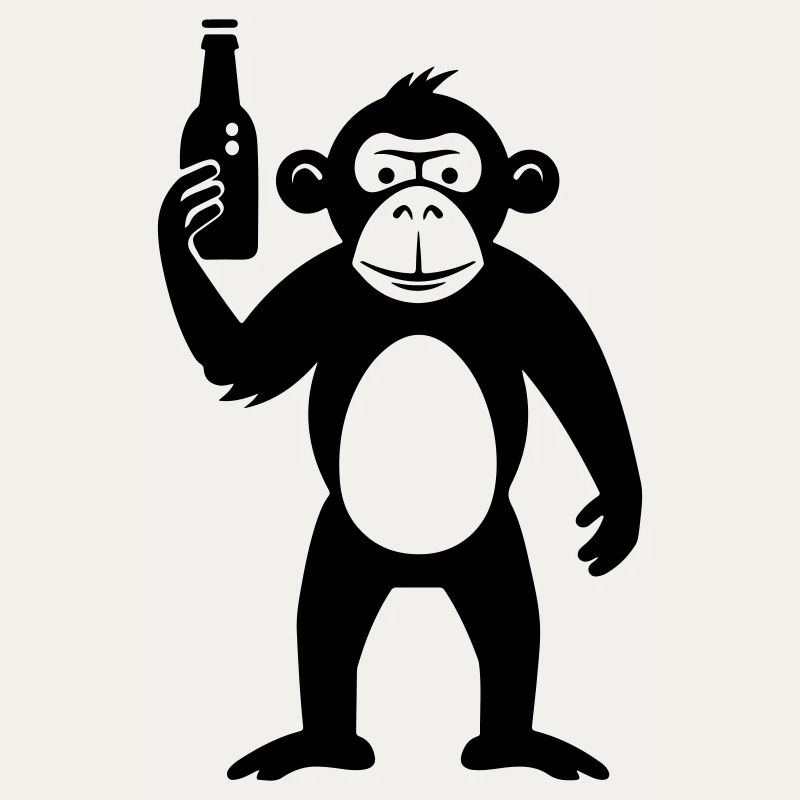 Monkey with beer bottle