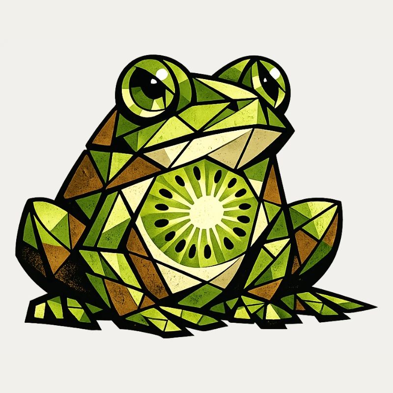 Version cubisme de grenouille kiwi